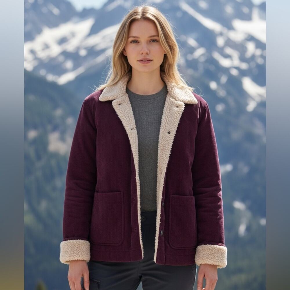 Boston Traders Women's Sherpa Lined Corduroy Over shirt Red Size MEDIUM NWT